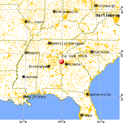 Aragon, GA (30104) map from a distance