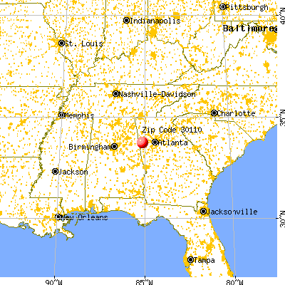 Bremen, GA (30110) map from a distance