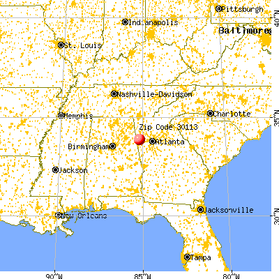 Buchanan, GA (30113) map from a distance