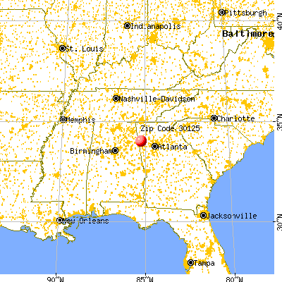 Cedartown, GA (30125) map from a distance