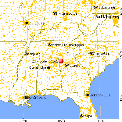 Rome, GA (30161) map from a distance
