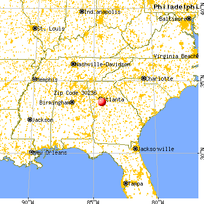 Jonesboro, GA (30236) map from a distance