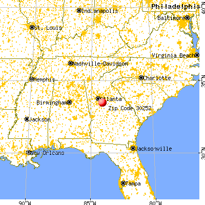 McDonough, GA (30252) map from a distance