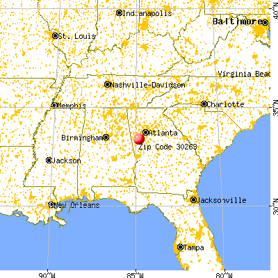 Newnan, GA (30263) map from a distance