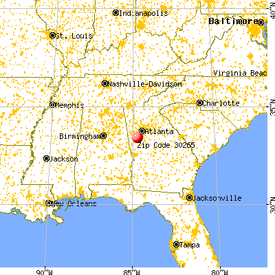 Newnan, GA (30265) map from a distance