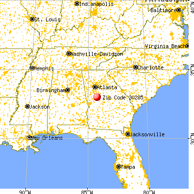 The Rock, GA (30285) map from a distance