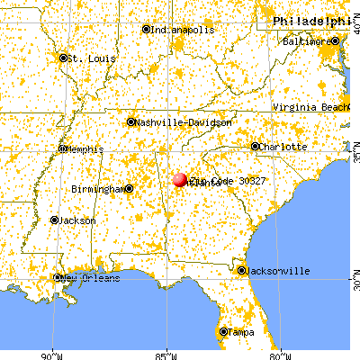 Atlanta, GA (30327) map from a distance