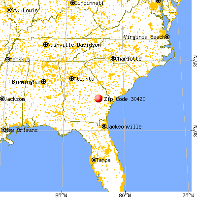 Cobbtown, GA (30420) map from a distance