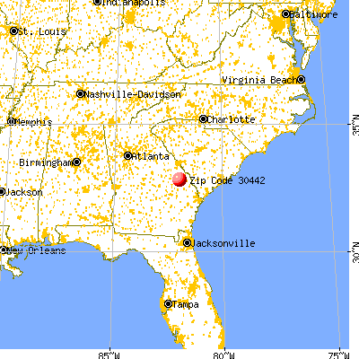 Millen, GA (30442) map from a distance