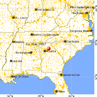 Braselton, GA (30517) map from a distance