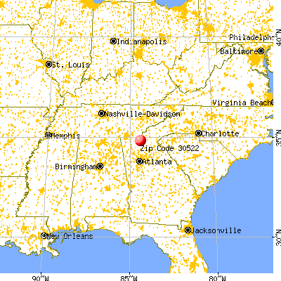 Cherry Log, GA (30522) map from a distance