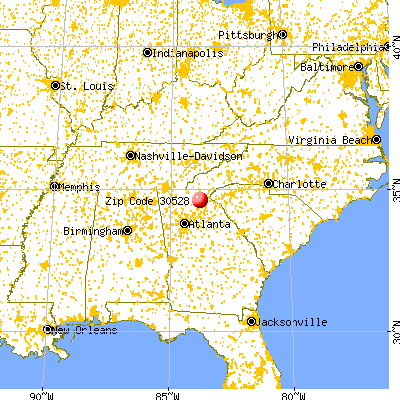 Cleveland, GA (30528) map from a distance