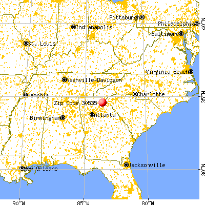 Demorest, GA (30535) map from a distance