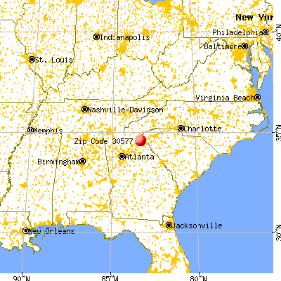 Toccoa, GA (30577) map from a distance