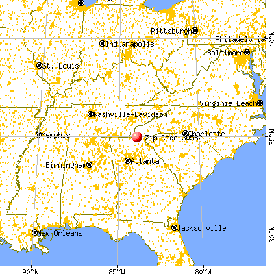 Young Harris, GA (30582) map from a distance