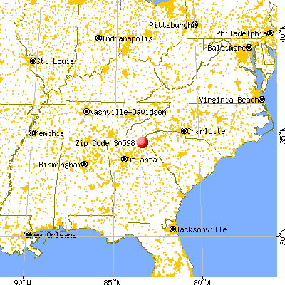 Toccoa, GA (30598) map from a distance