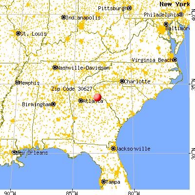 Carlton, GA (30627) map from a distance