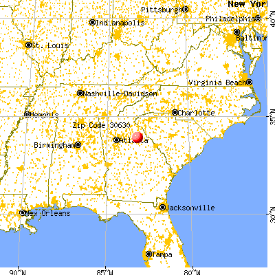 Crawford, GA (30630) map from a distance