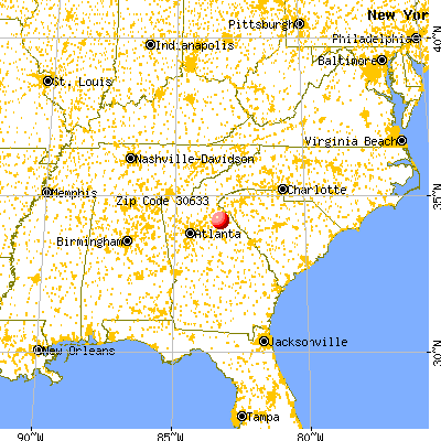 Danielsville, GA (30633) map from a distance