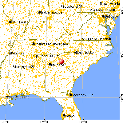 Elberton, GA (30635) map from a distance