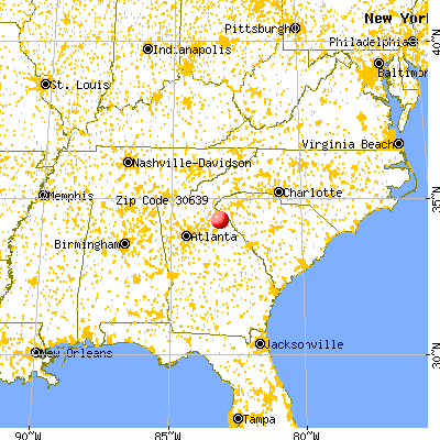 Franklin Springs, GA (30639) map from a distance