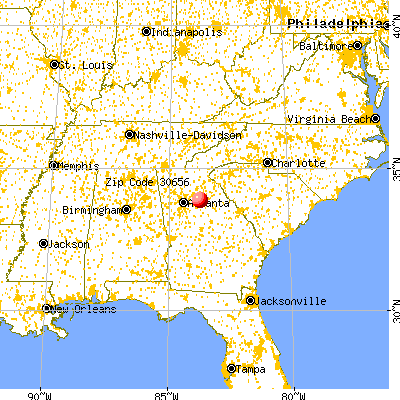 Monroe, GA (30656) map from a distance