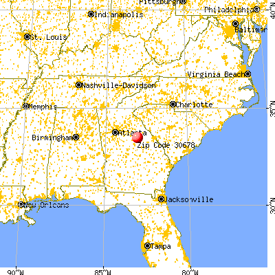 White Plains, GA (30678) map from a distance