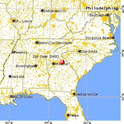 Winterville, GA (30683) map from a distance