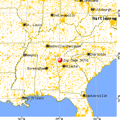 Calhoun, GA (30701) map from a distance