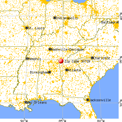 Rock Spring, GA (30739) map from a distance