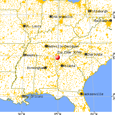 Dalton, GA (30740) map from a distance