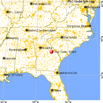Gibson, GA (30810) map from a distance