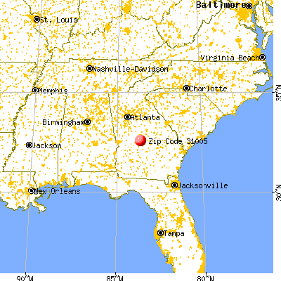 Warner Robins, GA (31005) map from a distance