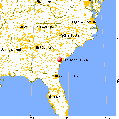 Rincon, GA (31326) map from a distance