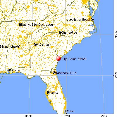 Savannah, GA (31404) map from a distance
