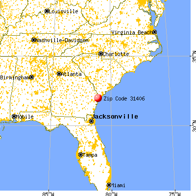 Savannah, GA (31406) map from a distance