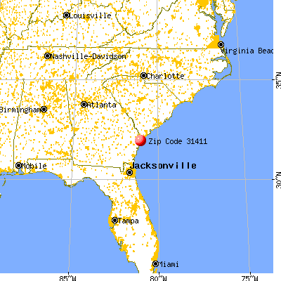 Skidaway Island, GA (31411) map from a distance