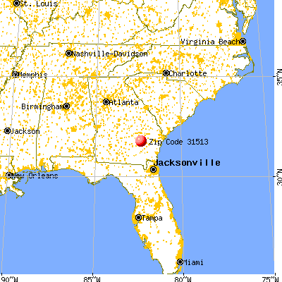 Baxley, GA (31513) map from a distance