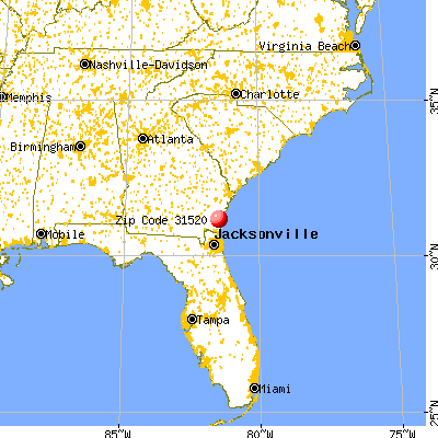 Brunswick, GA (31520) map from a distance
