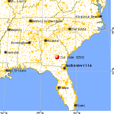 Denton, GA (31532) map from a distance