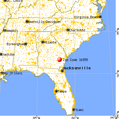 Odum, GA (31555) map from a distance