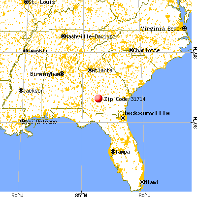 Ashburn, GA (31714) map from a distance