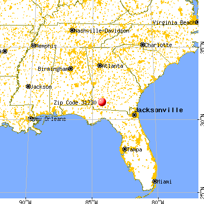 Camilla, GA (31730) map from a distance