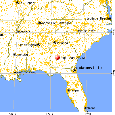 De Soto, GA (31743) map from a distance