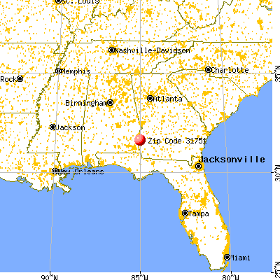Fort Gaines, GA (31751) map from a distance