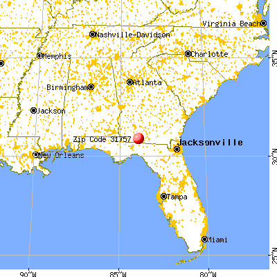 Thomasville, GA (31757) map from a distance