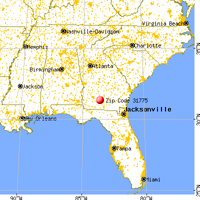 Omega, GA (31775) map from a distance