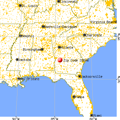 Ellaville, GA (31806) map from a distance