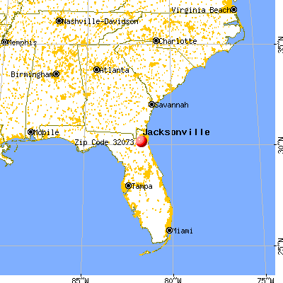 Orange Park, FL (32073) map from a distance