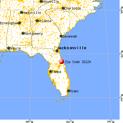 Daytona Beach, FL (32124) map from a distance